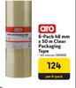 Aro 6 Pack 48mm x 50m Clear Packaging Tape 96568