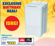 Hisense 15Kg Single Tub Washer WB1X151UW 10327245