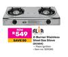 Alva 2-Burner Stainless Steel Gas Stove GCS04 569085