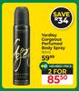 Yardley Gorgeous Perfumed Body Spray-For 2 x 90ml