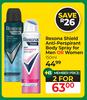 Rexona Shield Anti Perspirant Body Spray For Men Or Women-For 2 x 150ml