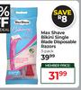 Max Shave Bikini Single Blade Disposable Razors 3 Pack