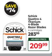 Schick Quattro 4 Titanium 4 Blade Razor Blades 4 Cartridges