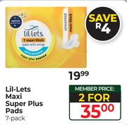 Lil-Lets Maxi Super Plus Pads (7 Pack)-Per Pack