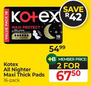 Kotex All Nighter Maxi Thick Pads (16 Pack)-Per Pack