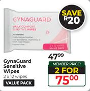 GynaGuard Sensitive Wipes (2 x 12 Wipes)-Each