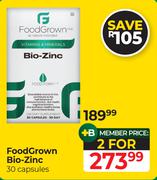 FoodGrown Bio Zinc-30 Capsules