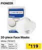 Pioneer 20 Piece Face Masks White 782347