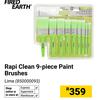 Fired Earth Rapi Clean 9-Piece Paint Brushes (Lime) 850000093
