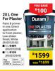 Duram One For Plaster  850033330-20Ltr