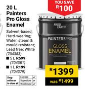 Fired Earth Painters Pro Gloss Enamel (White) 704383-20Ltr