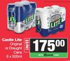 Castle Lite Original Or Draught Cans-For 2 x 6 x 500ml