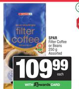   Spar Filter Coffee Or Beans Assorted-250g Each
