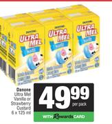 Danone Ultra Mel Vanilla Or Starwberry Custard-6 x 125ml