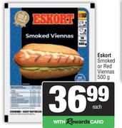 Eskort Smoked Or Red  Viennas-500g Each