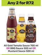 All Gold Tomato Sauce 700ml Or BBQ Sauce 500ml Or Mustard Sauce 500ml-For Any 2