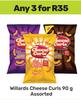 Willards Cheese Curls Assorted-For Any 3 x 90g