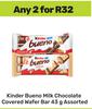 Kinder Bueno Milk Chocolate Covered Wafer Bar Assorted-For 2 x 43g