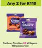 Cadbury Tumbles Or Whispers Assorted-For Any 2 x 170g