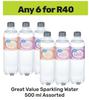 Great Value Sparkling Water Assorted-For Any 6 x 500ml