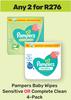 Pampers Baby Wipes Sensitive Or Complete Clean-For 2 x 4 Pack