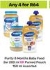 Purity 8 Months Baby Food Jar 200ml Or Pureed Pouch 150ml Assorted-For Any 4