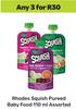 Rhodes Squish Pureed Baby Food Assorted-For 3 x 110ml