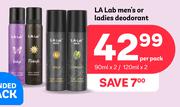 La Lab Men's Or Ladies Deodorant-Per Pack