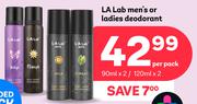 La Lab Men's Or Ladies Deodorant-Per Pack