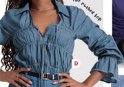 Ruched Long Sleeve Top XS-L-Each