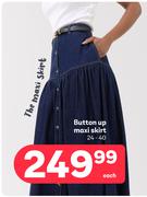 Button Up Maxi Skirt 24-40