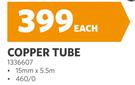 Copper Tube 15mm x 5.5m 1336607