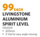 Livingstone Aluminium Spirit Level 600mm 1302029