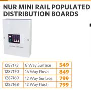 Nur Mini 8 Way Surface Rail Populated Distribution Box 1287173