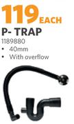 P-Trap 40mm With Overflow 1189880
