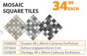 Mosaic Square Tiles Greyton 48 x 48mm (Castaway Earthstone) 1348600-Each