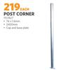 Post Corner With Cap & Base Plate 76 x 1.6mm 1157827