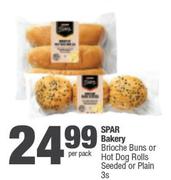 Spar Bakery Brioche Buns Or Hot Dog Rolls Seeded Or Plain-3s Per Pack