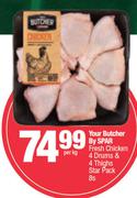 Your Butcher By Spar Fresh Chicken 4 Drums & 4 Thighs Star Pack-8s Per Kg