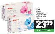 Spar Petals Tampons Regular, Super Or Super Plus-16s Per Pack