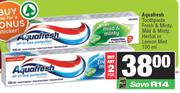 Aquafresh Toothpaste Fresh & Minty, Mild & Minty, Herbal Or Lemon Mint-For 2 x 100ml