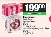 Strongbow Premium Apple Cider Cans 6 x 440ml Or Ultra Strawberry & Lime Cans 6 x 500ml-For 2