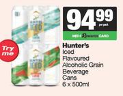 Hunter's Iced Flavoured Alcoholic Grain Beverage Cans-6 x 500ml Per Pack