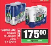 Castle Lite Original Or Draught Cans-For 2 x 6 x 500ml