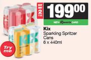 Kix Sparkling Spritzer Cans-For 2 x 6 x 440ml