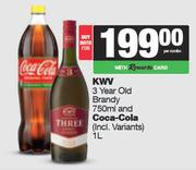 KWV 3 Year Old Brandy 750ml & Coca Cola 1L-For Both