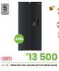 Defy 496L Nett Blk Glass SxS + WD Fridge DFF456 20-576