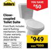 Builders Close-Coupled Toilet Suite Incl Seat & Flushing Mechanism (Front Flush) 850018478