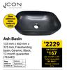 Icon Ash Basin 135mm x 460mm x 325mm (Black) 765443