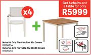 Naterial Oris Fix 4 Armchair Alu Cream 81506054 + Table Alu 89 x 89 Cream 81506055